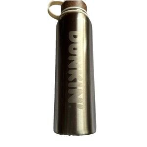 Dunkin Donuts Water Bottle 28 Oz Silver Stainless Cork Hydration Bottle 2019